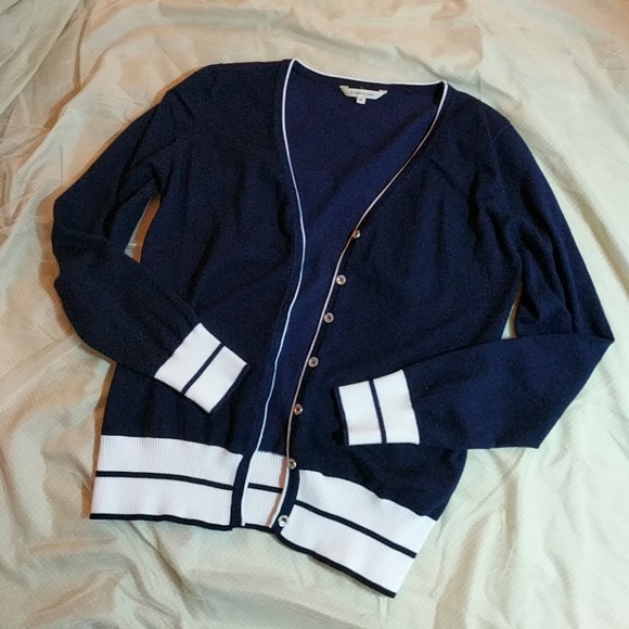 41 Hawthorn Sweaters - 41 Hawthorn Navy and White-Striped Cardigan